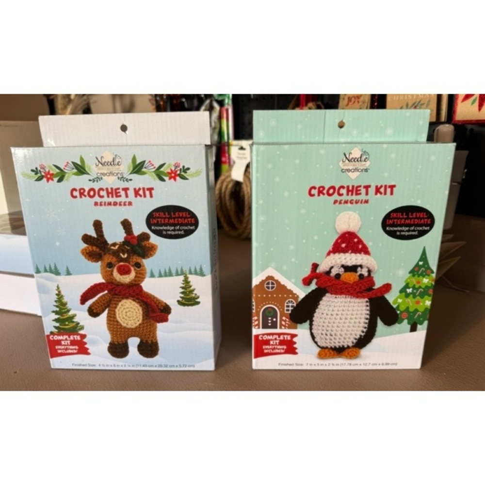 Needle Creations Crochet Kit Set - Reindeer and Penguin